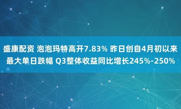 盛康配资 泡泡玛特高开7.83% 昨日创自4月初以来最大单日跌幅 Q3整体收益同比增长245%-250%